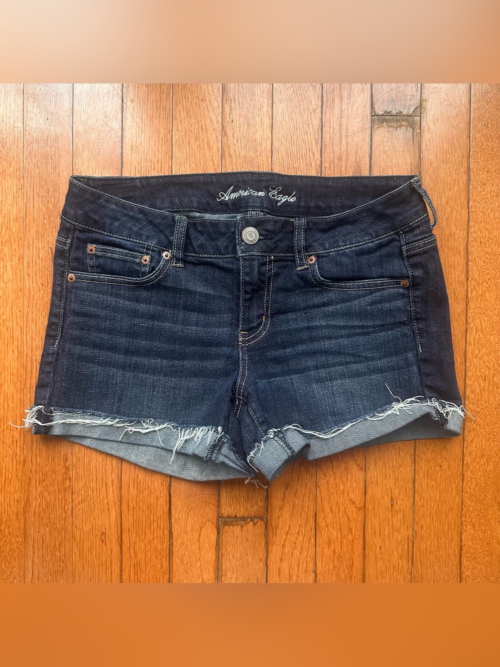 American Eagle Outfitters Women’s Dark Wash Denim Stretch Jean Shorts Size 10